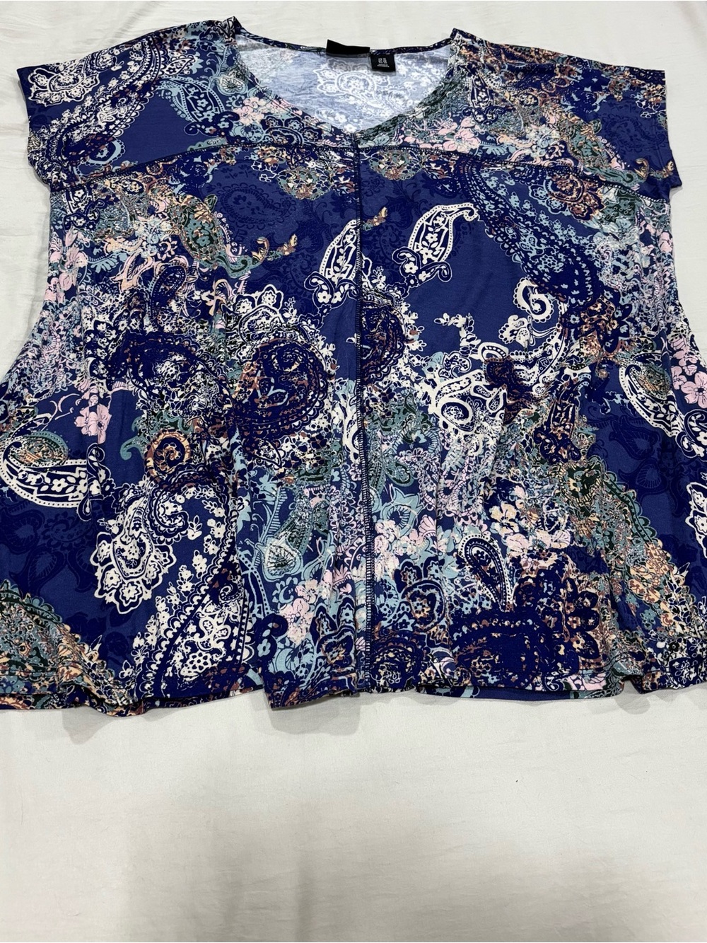 Adrienne Vittadini Paisley V-Neck Swing Tunic Top Plus 1X